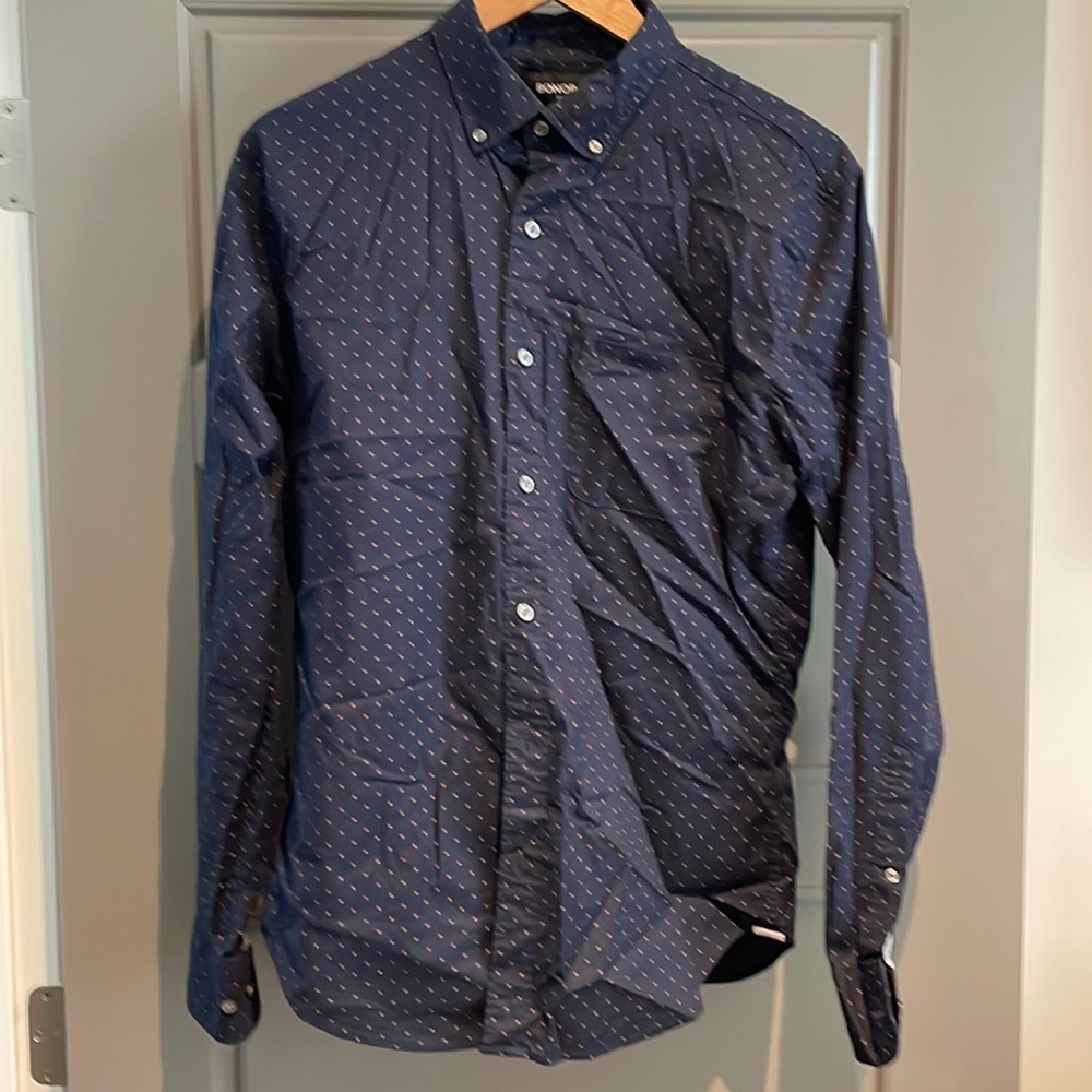 Bonobos Blue polka dot casual button down